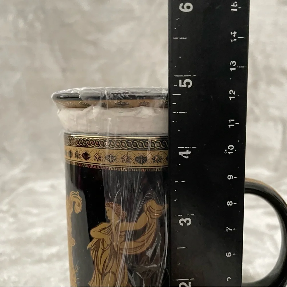 Creative Ceramics Bona Dea Black Gold Greek Motif Mug Mythology Coffee Cup